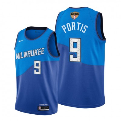 Nike Milwaukee Bucks #9 Bobby Portis Youth 2021 NBA Finals Bound City Edition Jersey Blue